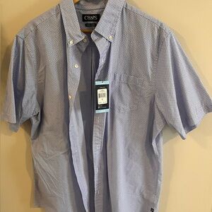 Chaps Men's Light Blue Patterned Button Down Shirt